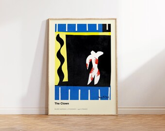Henri Matisse Print - Clown Wall Art - Blue Abstract Wall Art for Living Room and Office Decor - Matisse Art Print for Home Birthday Gifts