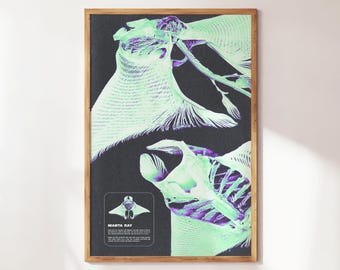 Manta Ray Wall Art | Aquatic Animals Wall Art | Stingray Print | Wall Art for Animal Lovers | Marine Biology Prints | Aquarium Decor