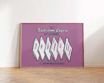 Bathroom Wall Art, Layers of Protection, Retro Bathroom Poster, Preppy Restroom Decor, Aesthetic Bathroom Art, Toilet Humor Print
