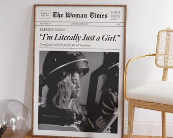 I'm Literally Just A Girl Print, Girly Wall Art, Retro Apartment Decor, Trendy Gallery Wall, Preppy Poster, Girly Gift, It Girl Dorm Decor