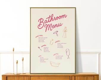 Bathroom Wall Art, Retro Bathroom Poster, Girly Preppy Restroom Decor, Aesthetic Bathroom Art, Toilet Humor Print