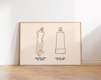 Funny Bathroom Wall Art, Toilet Humor Print, Bathroom Humor Poster, Cute Preppy Restroom Decor, Retro Bathroom Art
