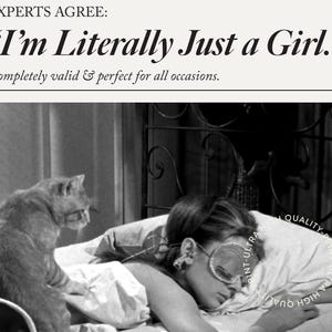 I'm Literally Just A Girl Print, Girly Wall Art, Retro Apartment Decor, Trendy Gallery Wall, Preppy Poster, Girly Gift, It Girl Dorm Decor imagen 2