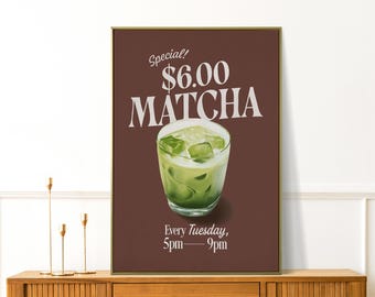 Special Retro Matcha Poster, Matcha Lover Gift, Matcha Wall Decor, Kitchen Wall Art, Cafe Decor, Barista Poster, Trendy Apartment Decor