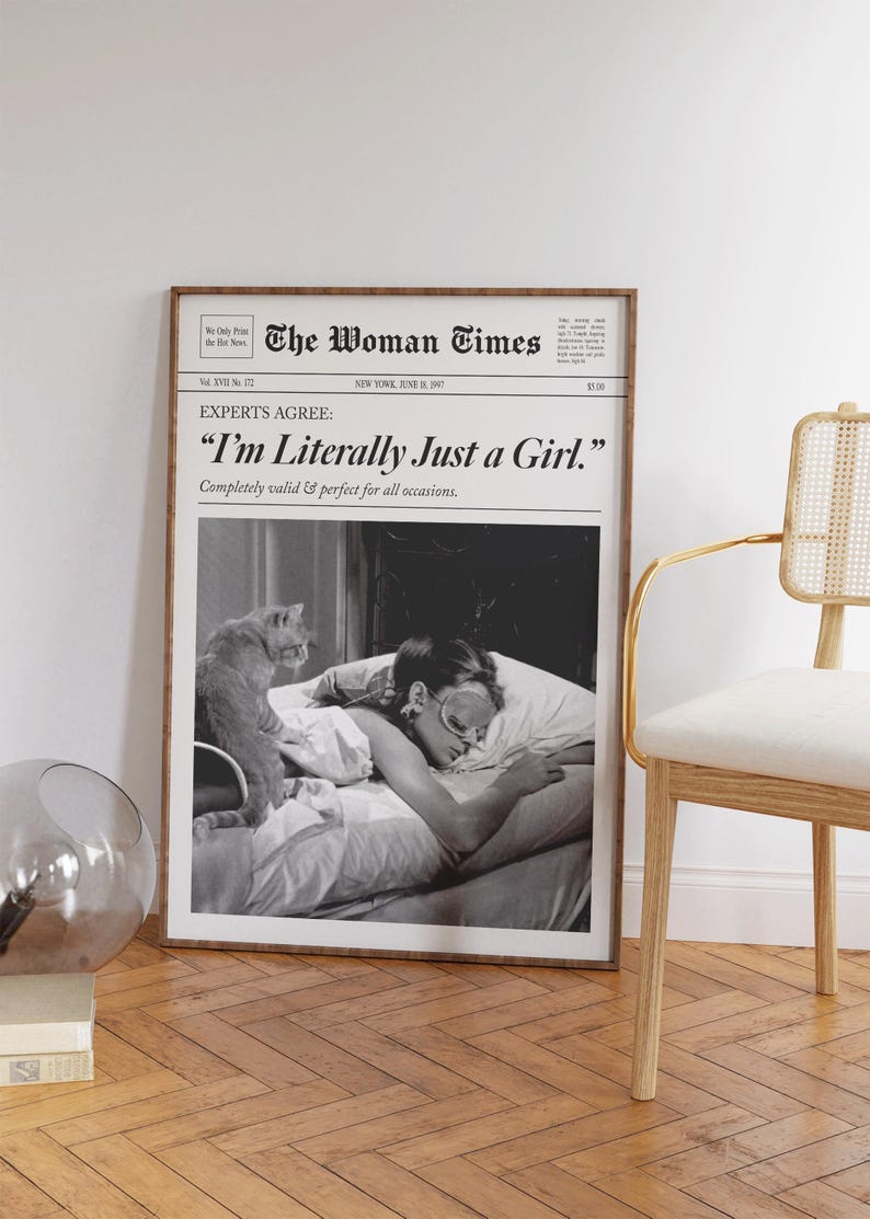 I'm Literally Just A Girl Print, Girly Wall Art, Retro Apartment Decor, Trendy Gallery Wall, Preppy Poster, Girly Gift, It Girl Dorm Decor imagen 6