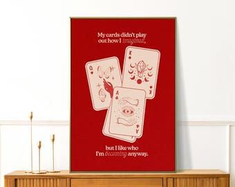 Playing Card Print, Ace Cards Wall Art, Positive Quotes Art, Preppy Wall Decor, Apartment Decor, Aesthetic Decor, Motivational Poster