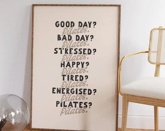 Retro Pilates Poster, Funny Pilates Wall Art, Pilates Studio Decor, Gift for Pilates Lover, Hot Girly Print, Preppy Fitness Wall Decor