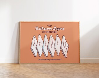 Bathroom Wall Art, Layers of Protection, Retro Bathroom Poster, Preppy Restroom Decor, Aesthetic Bathroom Art, Toilet Humor Print