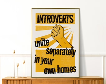Introvert Humor, Funny Introvert Gift, Introvert Wall Art, Girly Wall Art, Fun Apartment Decor, Homebody Poster, Anxiety Preppy Dorm Decor