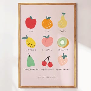 Fruit of The Spirit Art Print, Christian Wall Art, Aesthetic Christian Decor, Christian Quotes, Minimalist Christian Print, Retro Bible Art