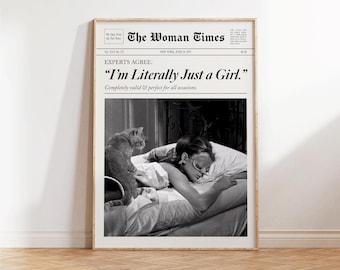 I'm Literally Just A Girl Print, Girly Wall Art, Retro Apartment Decor, Trendy Gallery Wall, Preppy Poster, Girly Gift, It Girl Dorm Decor