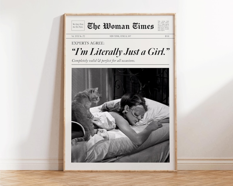 I'm Literally Just A Girl Print, Girly Wall Art, Retro Apartment Decor, Trendy Gallery Wall, Preppy Poster, Girly Gift, It Girl Dorm Decor imagen 1