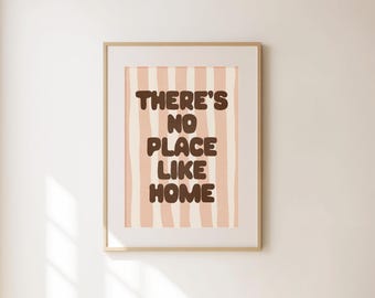 There's No Place Like Home Poster, Quote Print, Trendy Living Room Wall Art, Typography Print, Cute Poster for Bedroom Decor