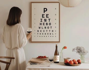 Bathroom Eye Chart, Funny Bathroom Print, Bathroom Humor, Minimalist Typography, Aesthetic Apartment Decor, Bathroom Art Print, Funny Gift