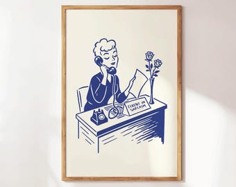 Fluent in Sarcasm Print, Retro Living Room Decor, Funny Print, Offensive Wall Art, Minimalist Home Office Humor, Quirky Print, Office Decor