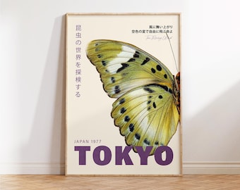 Butterfly Japanese Poster – Vintage Tokyo Exhibition Print 1977