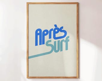 Retro Après Surf Wall Art, Mid Century Modern Typography Print, Vintage Surf Art Print, Winter Wall Art, Retro Apartment Decor