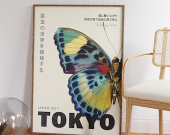 Retro Butterfly Japanese Poster – Vintage Tokyo Exhibition Print