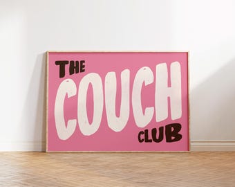 The Couch Club, Aesthetic Apartment Decor, Minimalist Typography Print, Large Living Room Wall Art, Gift for Homebody, Office Wall Decor