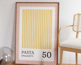 Kitchen Prints - Pasta Spaghetti Painting - Cute Kitchen Wall Art and Prints - Modern Italian Food Canvas Art - Perfect for Home Gifts Decor