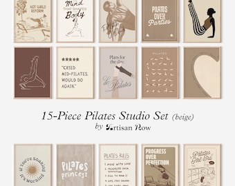 Retro Pilates Wall Art Bundle, Pilates Poster, Pilates Studio Decor, Gift for Pilates Lover, Hot Girly Print, Fitness Pilates Printable