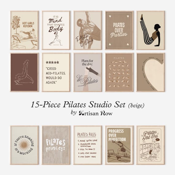 Retro Pilates Wall Art Bundle, Pilates Poster, Pilates Studio Decor, Gift for Pilates Lover, Hot Girly Print, Fitness Pilates Printable