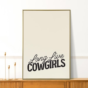 Long Live Cowgirls, Southwestern Print, Western Home Decor, Girly Wall Art, Retro Bar Cart Print, Retro Cowboy Wall Art, Neutral Print
