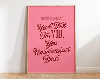 You Unwhimsical Bitch Print, Girly Wall Art, Retro Apartment Decor, Trendy Gallery Wall, Preppy Poster, Girly Gift, It Girl Dorm Decor
