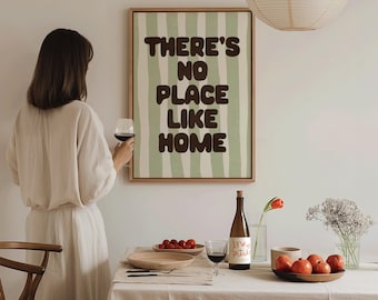 There's No Place Like Home Poster, Quote Print, Trendy Living Room Wall Art, Typography Print, Cute Poster for Bedroom Decor