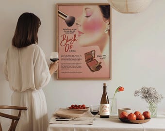 Makeup Wall Art, Makeup Room Decor, Chic Preppy Apartment Decor, Girly Wall Art, Colorful Print, Vintage Fashion Print, Retro Beauty Poster