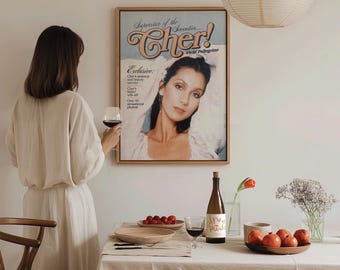 Mama I'm A Rich Man Print, Iconic Cher Art, New Yorker Retro Decor, Vintage Girly Wall Art, Trendy Preppy Apartment Decor, Pop Icon