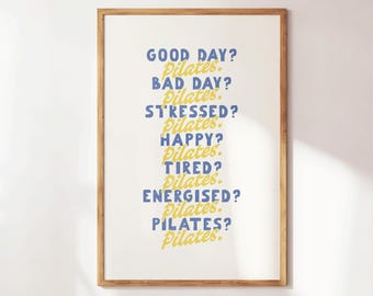 Retro Pilates Poster, Funny Pilates Wall Art, Pilates Studio Decor, Gift for Pilates Lover, Hot Girly Print, Preppy Fitness Wall Decor