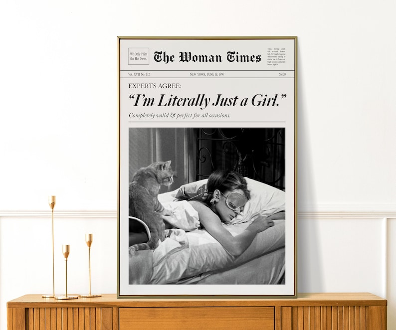 I'm Literally Just A Girl Print, Girly Wall Art, Retro Apartment Decor, Trendy Gallery Wall, Preppy Poster, Girly Gift, It Girl Dorm Decor imagen 4