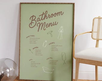 Bathroom Wall Art, Retro Bathroom Poster, Girly Preppy Restroom Decor, Aesthetic Bathroom Art, Toilet Humor Print