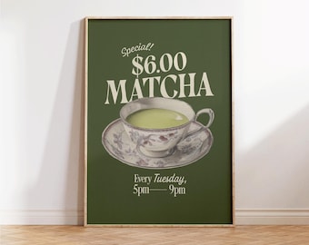 Special Retro Matcha Poster, Matcha Lover Gift, Matcha Wall Decor, Kitchen Wall Art, Cafe Decor, Barista Poster, Trendy Apartment Decor
