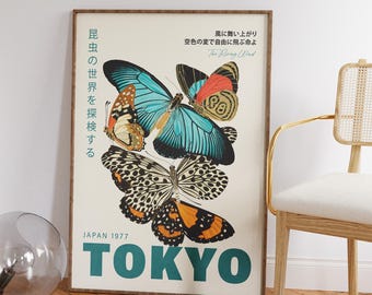 Butterfly Japanese Poster – Vintage Tokyo Exhibition Print 1977