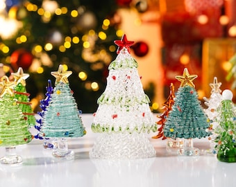 Handmade Stained Glass Christmas Trees,Mini Christmas Tree,Handmade Fused Glass tree Figurines,Christmas Gifts,Collectible Holiday Decor