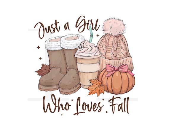 Just A Girl Who Loves Fall Png, Fall Lover Shirt Png,Vibes Fall Graphic Tee Png, Pumpkin & Coffee Lover Autumn Tshirt , Christmas Gift