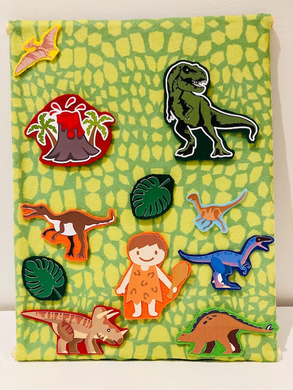 Dinosaur Montessori Sensory Felt Play Set for Kids - Homeschool Learning Gift - Autism Sensory Toy - Calm Down Kit - Quiet Time