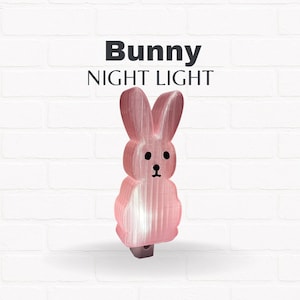 Retro Marshmallow Bunny Night Light | Nursery Decor Baby Shower Gift, Plug-In LED