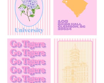 Clemson Wall Art Prints: College Dorm Decor Set