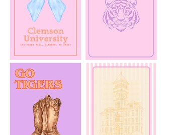 Clemson Wall Art Prints – Dorm Decor (Set of 4) (Digital Download)