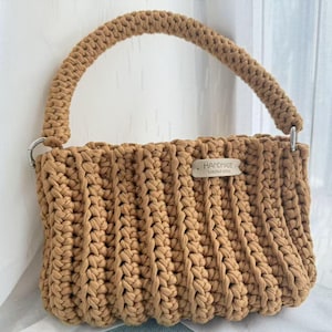 Handmade Crochet Bag |  T-Shirt Yarn Handbag | Tote Multicolour Bag | Mini Chunky Bag  | Outfit Bag | Birthday Gift For Her