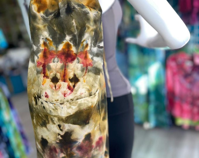 Hand Ice Tie Dyed Yoga Mat Bag 100% Natural Cotton Browns Rust Gold Greens