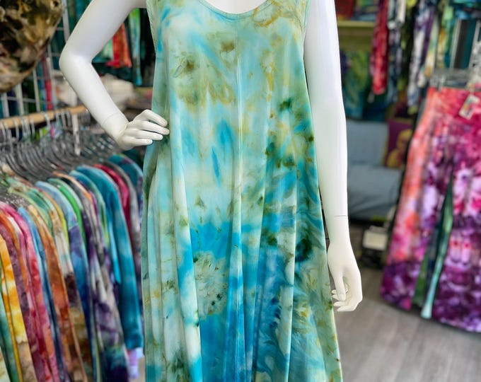 Hand Dyed Rayon Hi Lo Beach Dinner Dress Multi Use