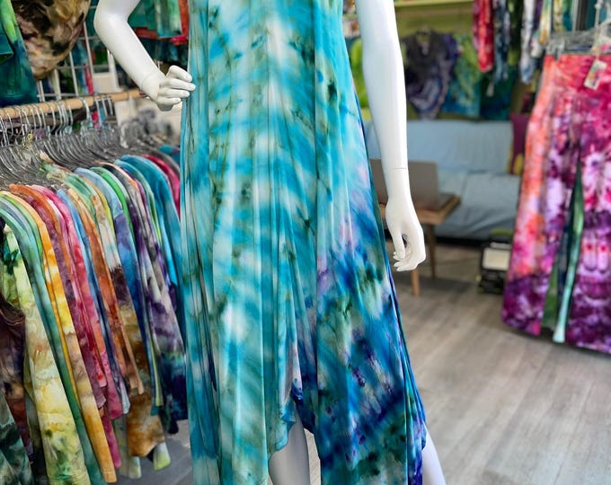 Hand Dyed Summer Fun Dress Scarfed Hemline