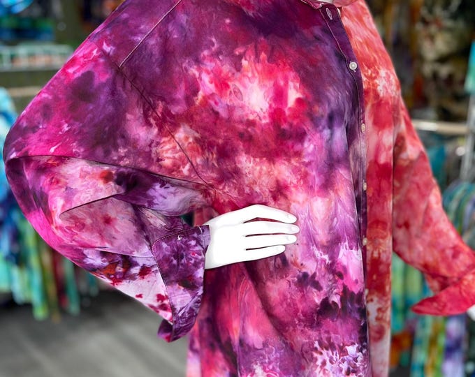 XXL Hand-Dyed Cotton Modal Blouse: Vibrant Beach Cover-Up