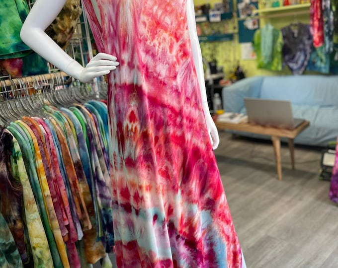Hand Dyed Rayon Tank Dress Beach Wear Dinner Wear