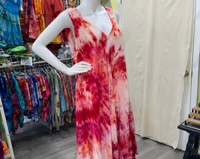 Hand Dyed Rayon Play Dress with Scarfed Hemline