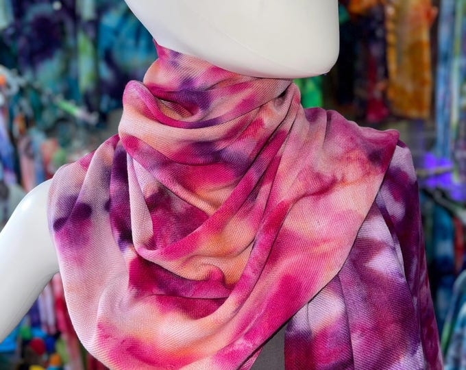 Hand Dyed Tie Dye Scarf Colorful Bright Bold